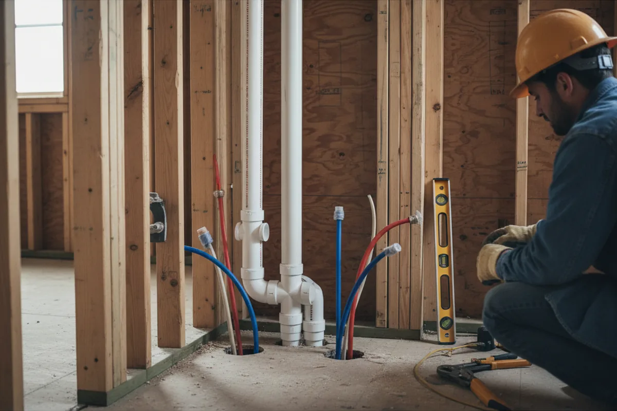 Drain and supply rough-in during Garbage Disposal Repair in Sneads Ferry